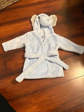 Hudson Baby Light Blue Elephant Hooded Robe with Ears and Trunk